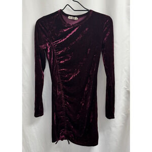Live To Be Spoiled Velvet Dress Long Sleeve Junior's Size Small Burgundy Wine
